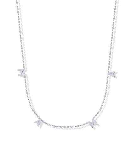 PAVOI Mama Pendant Necklace | Rhodium Plated Dainty Gold Chain | Mother's Day Gift