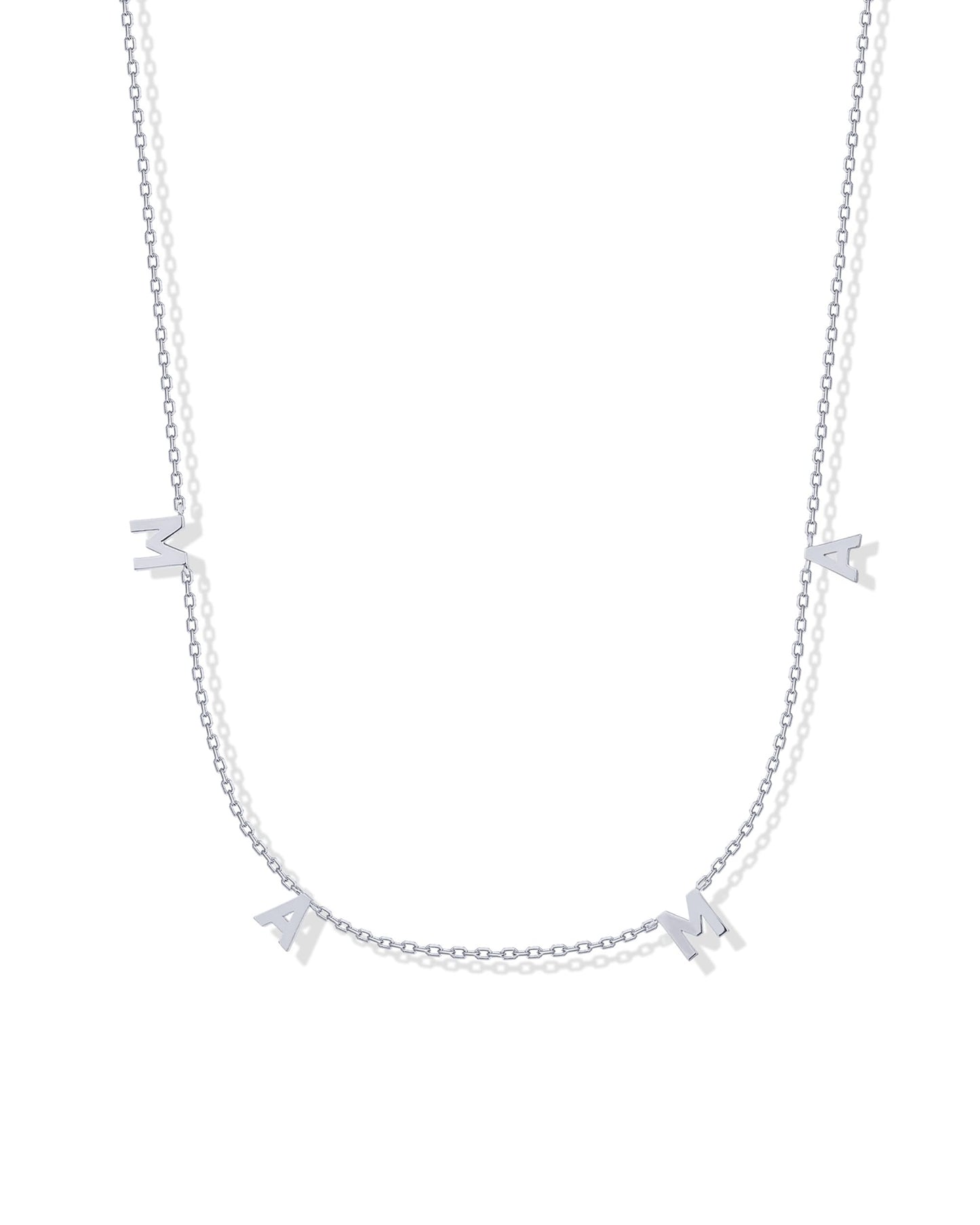 PAVOI Mama Pendant Necklace | Rhodium Plated Dainty Gold Chain | Mother's Day Gift