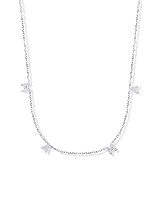 PAVOI Mama Pendant Necklace | Rhodium Plated Dainty Gold Chain | Mother's Day Gift